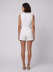 Luna | Plunging V-Neck Belted Romper