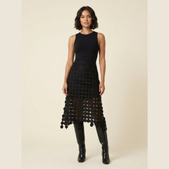 Luna | Luxe Midi Skirt High Waist, Laser Cut Design
