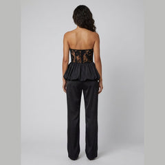 Luxe Corset Top | Lace Patchwork, Puff Hem Design