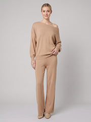 Luxe Eleganza Loungewear Set | Ultra-Soft Knit, Off-Shoulder Design