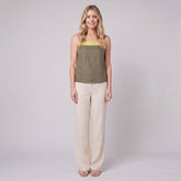 Maisie Women's Top | Breathable Linen, Colorblock Design, Adjustable Straps