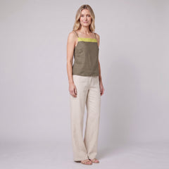 Maisie Women's Top | Breathable Linen, Colorblock Design, Adjustable Straps