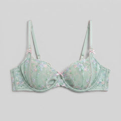 Mira Balcony Bra | Underwired, Floral Embroidery, Satin