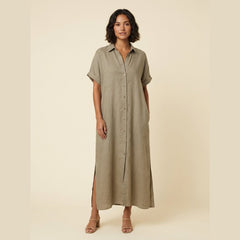 Mira | Maxi Dress Linen Blend, Short Sleeves, Perfect for Summer
