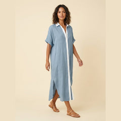 Mira | Maxi Dress Linen Blend, Short Sleeves, Perfect for Summer