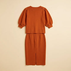 Mira | Women's Set Structured Midi Top with Puffed Sleeves
