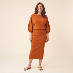 Mira | Women's Set Structured Midi Top with Puffed Sleeves