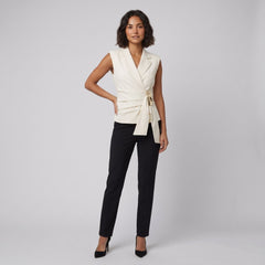Nora | Women's Vest Asymmetrical Cut, Metallic Ruched Design