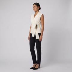 Nora | Women's Vest Asymmetrical Cut, Metallic Ruched Design