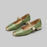 Pera Mary Jane Flats | Embroidered Satin, Comfortable Slip-On Design