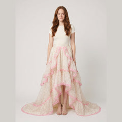 Pillow | Maxi Skirt Ruffled Lace-Trimmed Organza with Train
