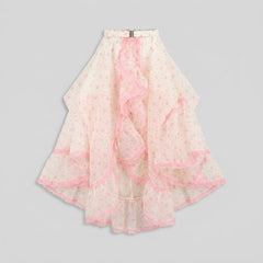 Pillow | Maxi Skirt Ruffled Lace-Trimmed Organza with Train