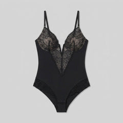 Poppy | Lace Bodysuit Deep-V Neck, Breathable Fabric, Tummy Control