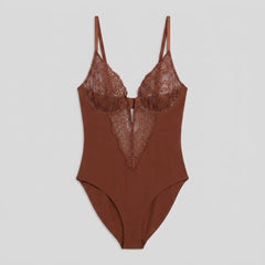 Poppy | Lace Bodysuit Deep-V Neck, Breathable Fabric, Tummy Control