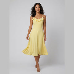 Raffi | Womens Dress Ruffle Trim, A-Line Midi Dress
