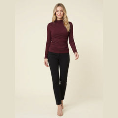 Ravishing Black Long Sleeve Shirt | High Stretch Jersey, Ruching Detail