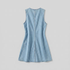 Rela | Denim Dress Vintage Light Blue, Mini Length, Double-Pocket Design