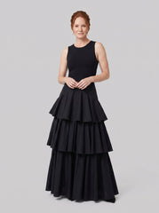 Rielle Maxi Skirt | Pleated, Tiered Silhouette, Elastic Panels