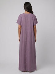 Riva Maxi Dress | Lace V-Neck, Cotton-Linen Blend