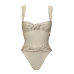 Rosa | One-Piece Swimsuit Tummy Control, Ruching & Sculptural Rosettes