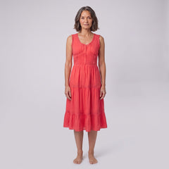 Roselle Midi Dress | Sleeveless Corset-Effect, Embroidered Neckline for Weddings and Cocktail Parties