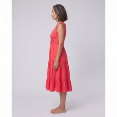 Roselle Midi Dress | Sleeveless Corset-Effect, Embroidered Neckline for Weddings and Cocktail Parties