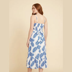 Sable | Boho Midi Dress Backless Leafy Print, Polyester Summer Dress