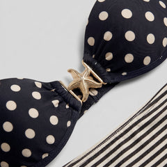Sandy | Starfish Bikini Set Retro Polka Dot, High Stretch, Wireless Bra