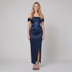Sasha | Maxi Dress Off Shoulder, Ruched Design, Shimmer Knit