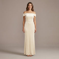 Sasha | Maxi Dress Off Shoulder, Ruched Design, Shimmer Knit