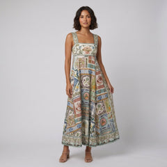 Sela | Womens Dress | Linen Blend, Unique Print Summer Maxi