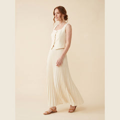 Sera | Matching Set Sleeveless Cropped Top & Pleated Maxi Skirt for Women