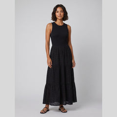 Sera | Maxi Dress Sleeveless, Soft Ribbed Bodice, Eyelet Lace