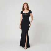 Sera | Mermaid Maxi Dress Sequin Trim, Sweetheart Neckline, Formal Wedding Guest Dress