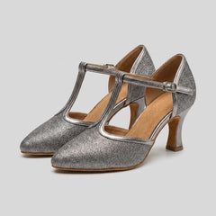 Slee | Luxe T-Strap Dance Heels Leatherette, Suede-Touch Outsole, 3.5cm & 5.5cm Heights