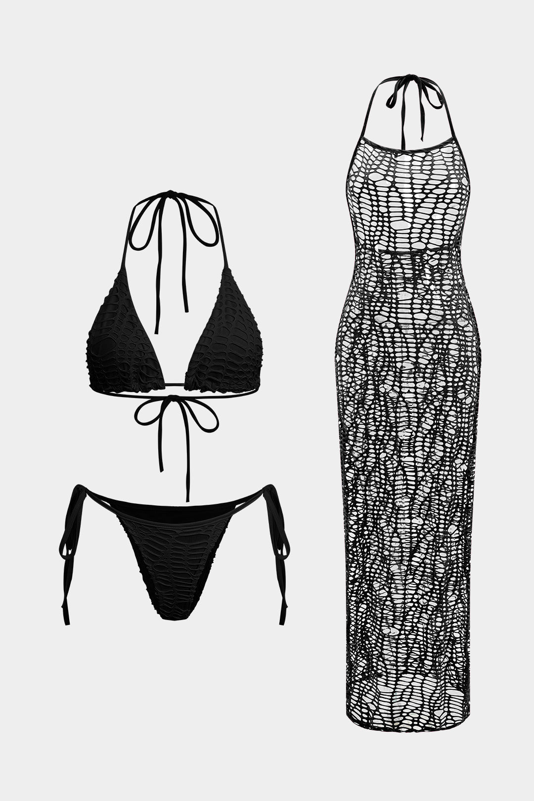 Hally | Bikini And Open Knit Cover Up Set