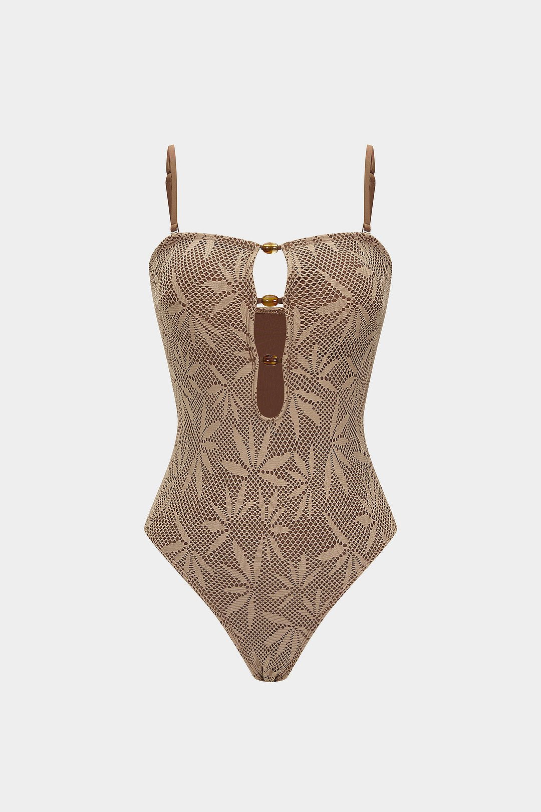 Beaded Backless Slip One-Piece Swimsuit