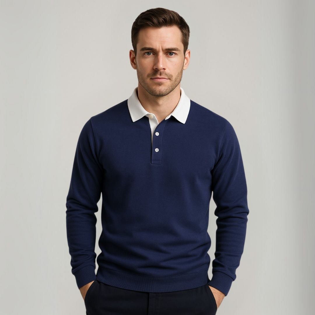 Maverick Long-Sleeve Polo Sweater | Soft, Breathable Fabric