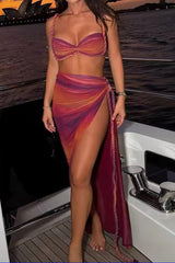Mesh | Ombre Braided Three-Pieces Bikini Set