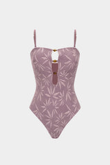 Beaded Backless Slip One-Piece Swimsuit