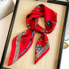 Rosa Silk Scarf | Vintage Equestrian Chain Print, Luxurious Square Scarf for Women
