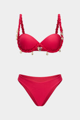 Marina | Red Slim-Fit One-Piece Swimsuit, Structured Finish