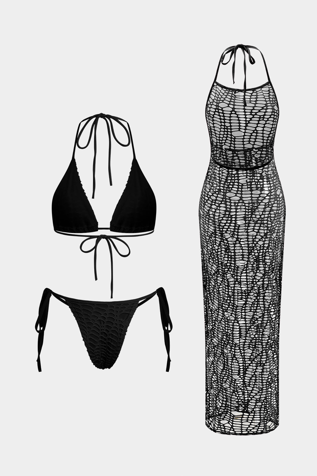 Hally | Bikini And Open Knit Cover Up Set