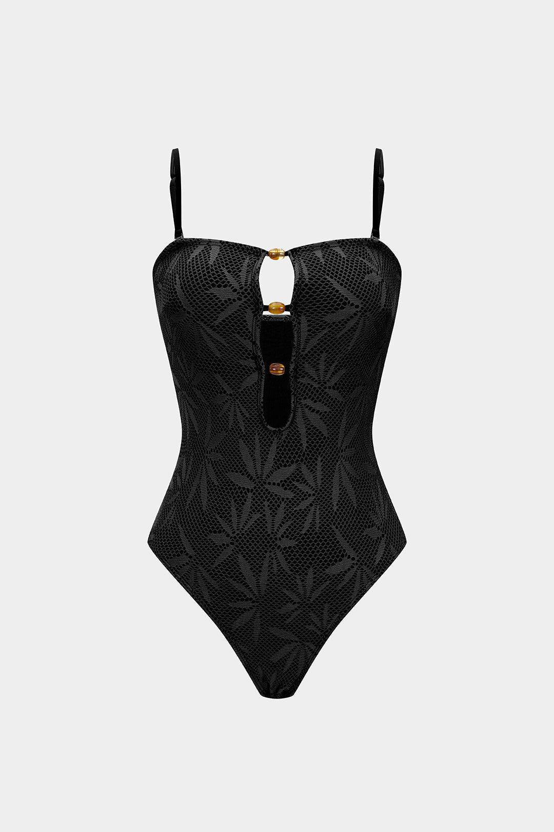 Beaded Backless Slip One-Piece Swimsuit