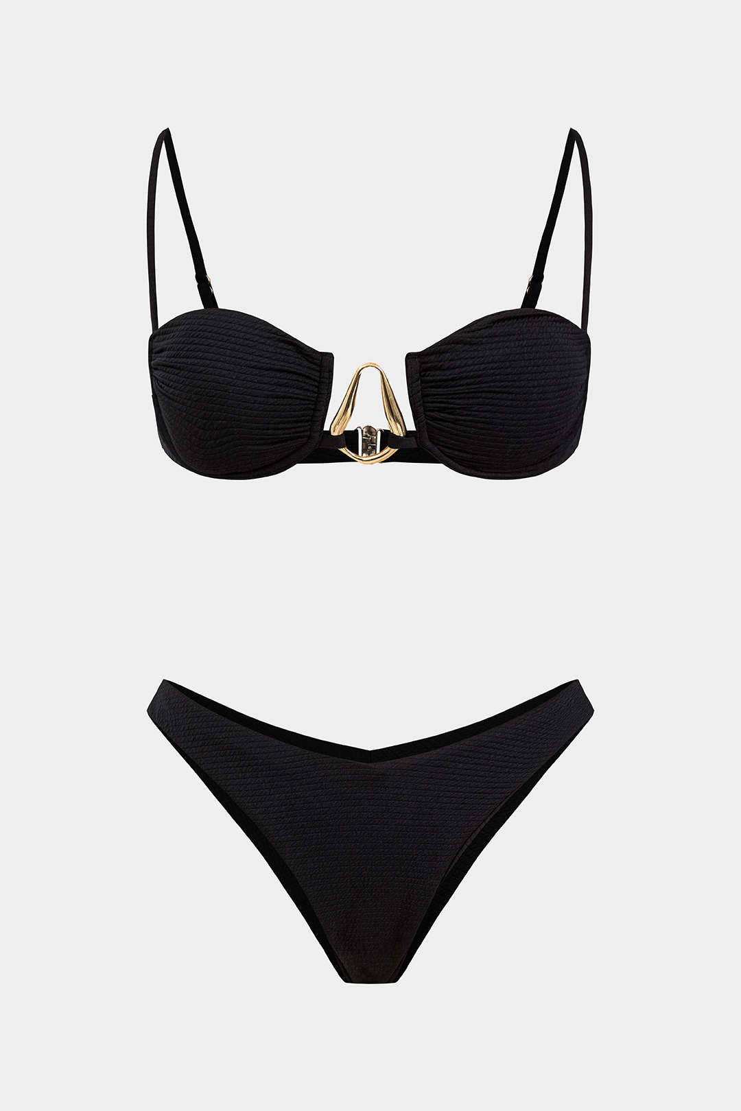 Chiffon | Metallic Decor High-Waisted Bikini Set