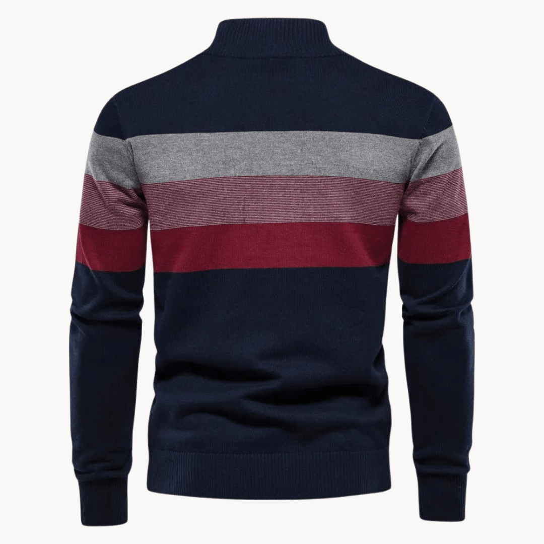 Quest Quarter-Zip Sweater | Striped Cotton Blend, Relaxed Fit