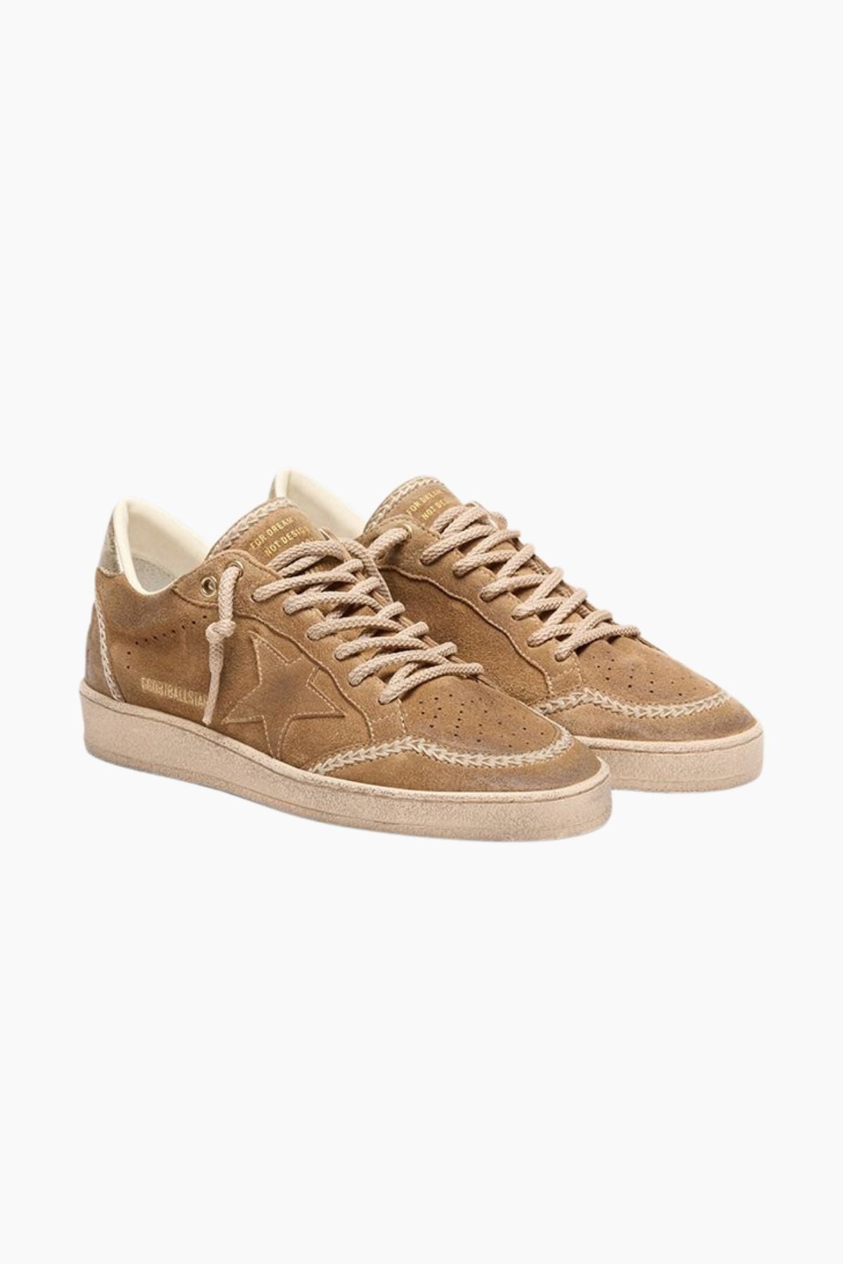 Gavino Ball Star Sneakers | Tobacco Suede, Wedge Heel