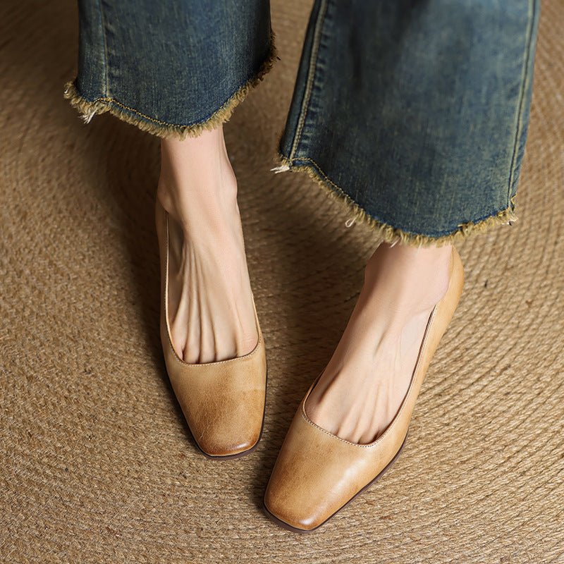 Elviera | Square Leather Heels