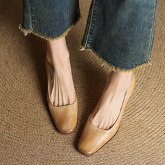 Elviera | Square Leather Heels