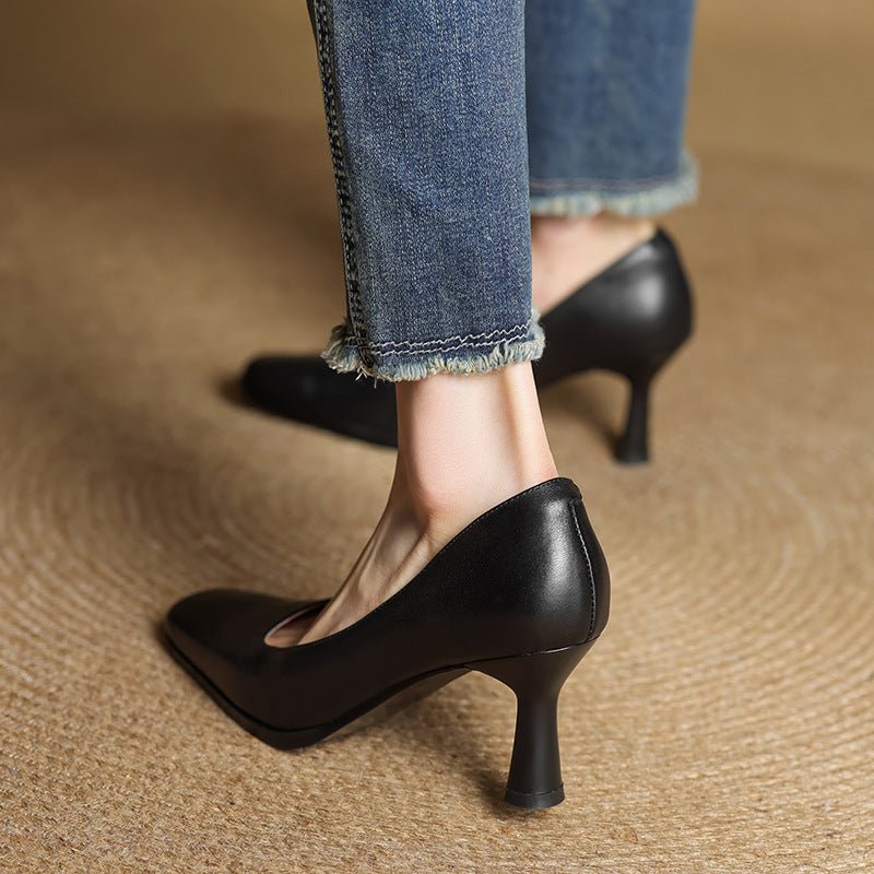 Elviera | Square Leather Heels